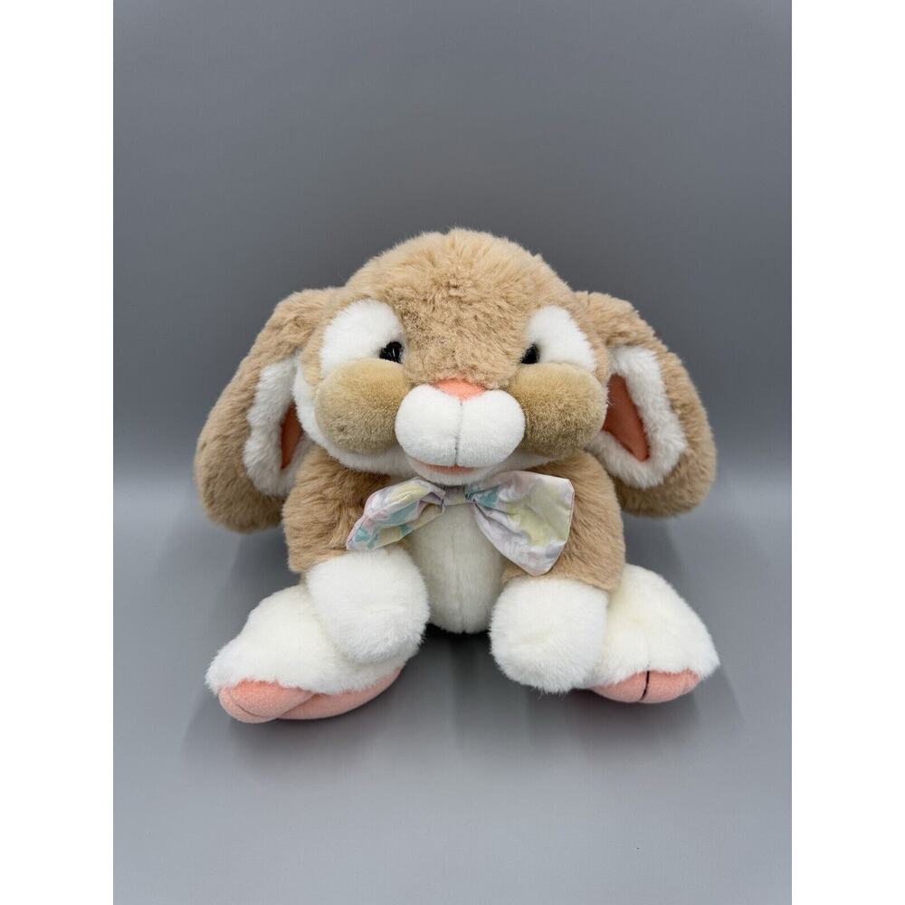 Commonwealth Easter Bunny Plush 12” Stuffed Animal Floppy Ears Floral Bow No Tag